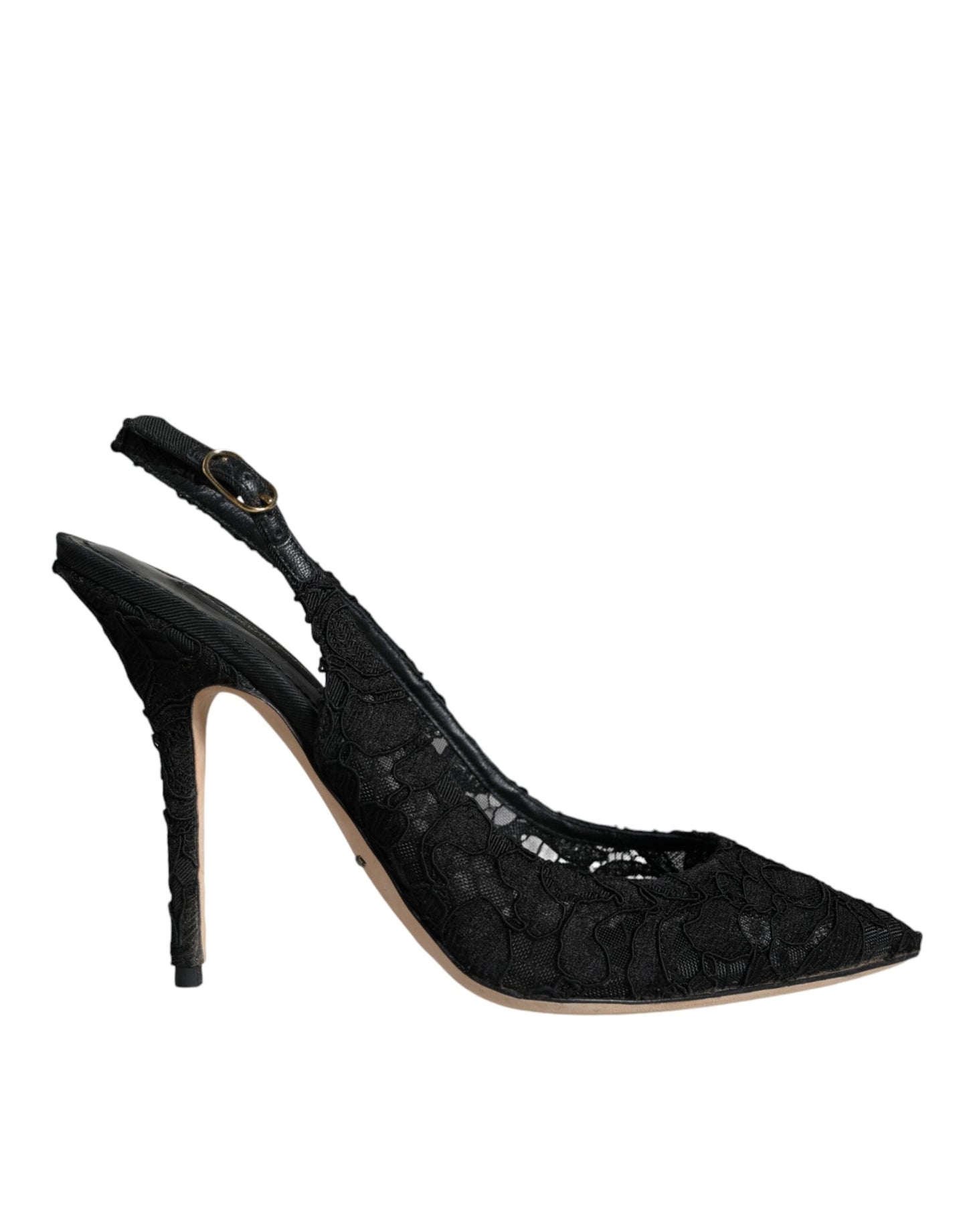 Dolce & Gabbana Black Taormina Lace Bellucci Slingbacks Shoes EU40.5 / US10.5