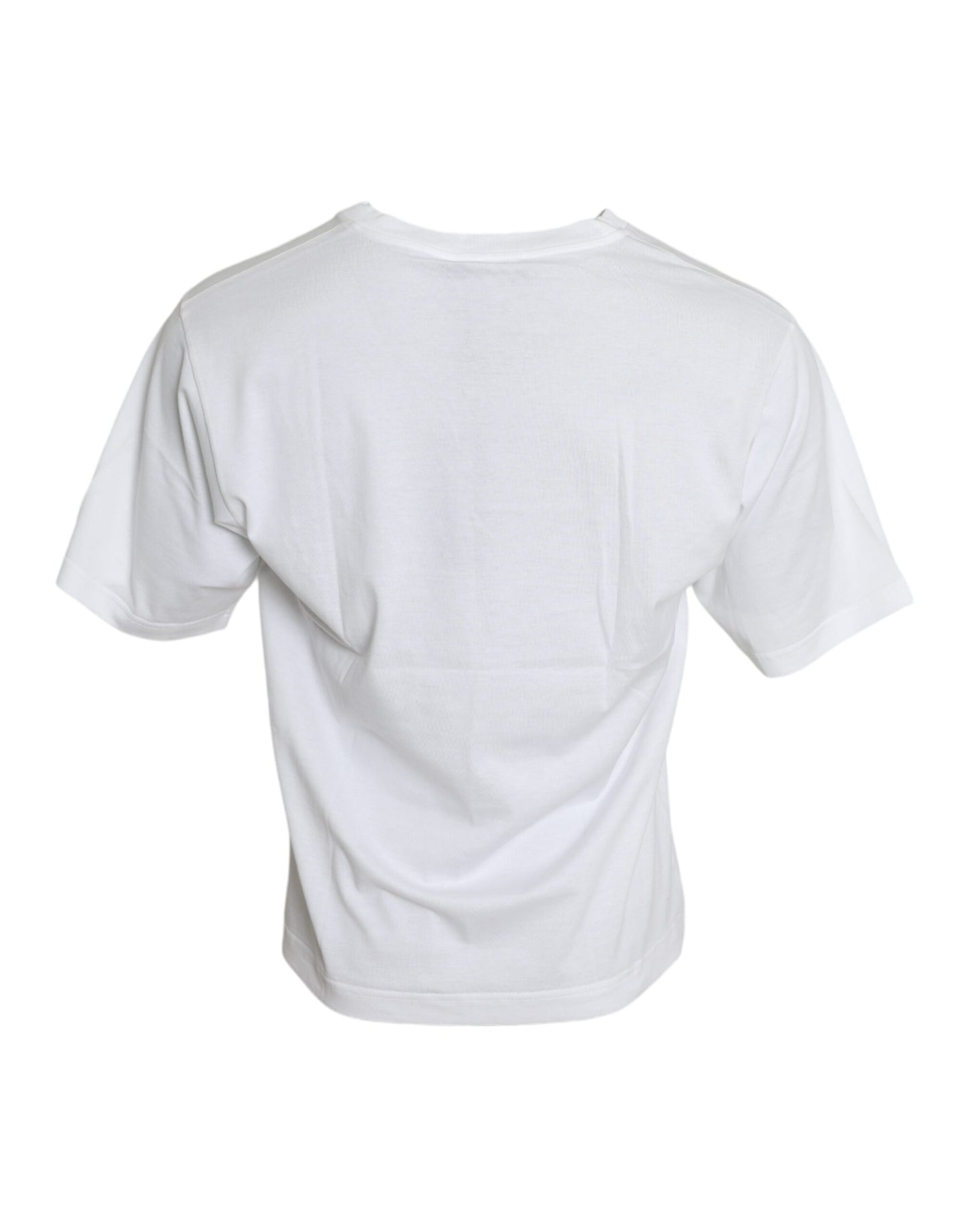 Dolce & Gabbana White Cotton Short Sleeve Crewneck T-shirt IT46 / M