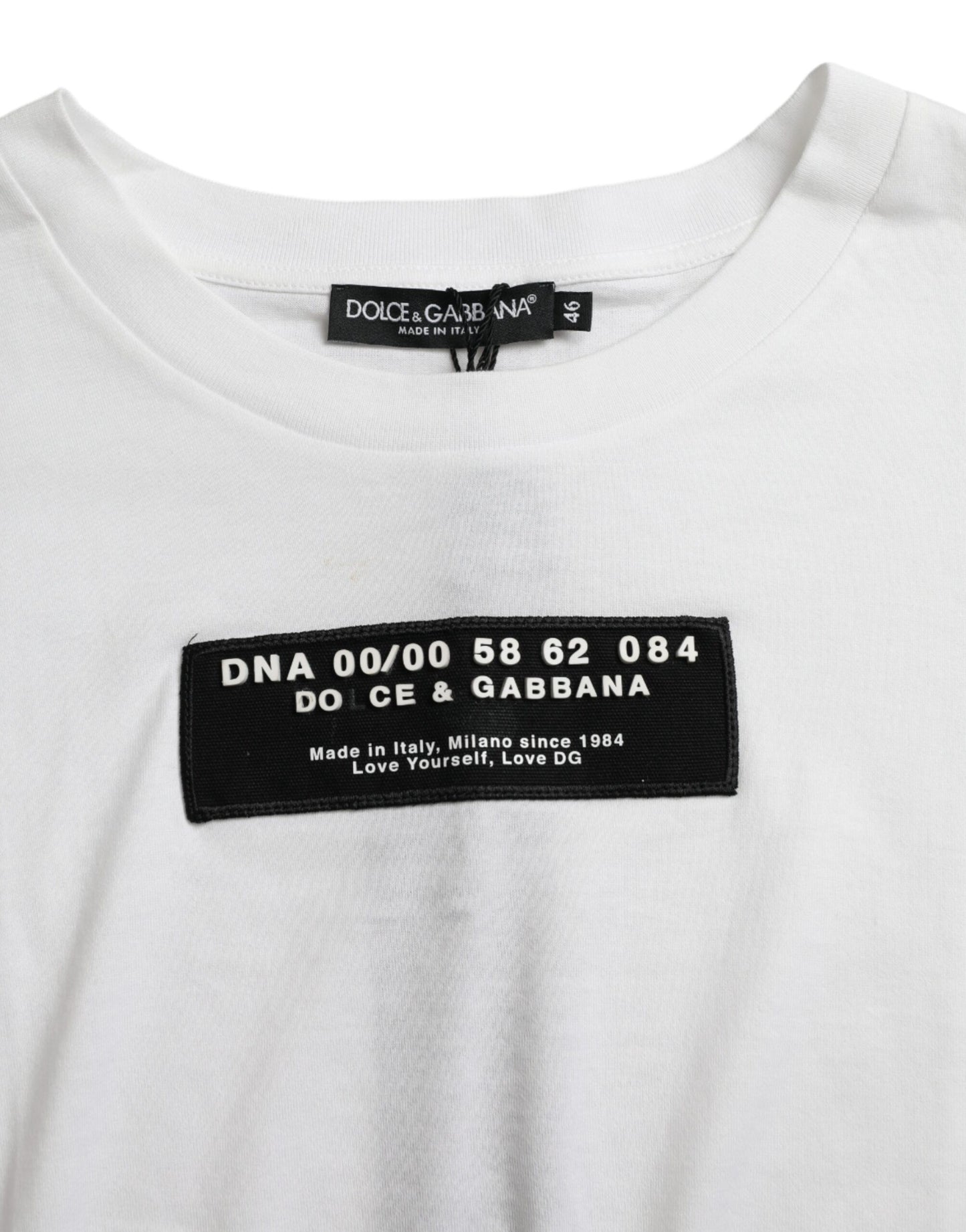 Dolce & Gabbana White Cotton Short Sleeve Crewneck T-shirt IT46 / M