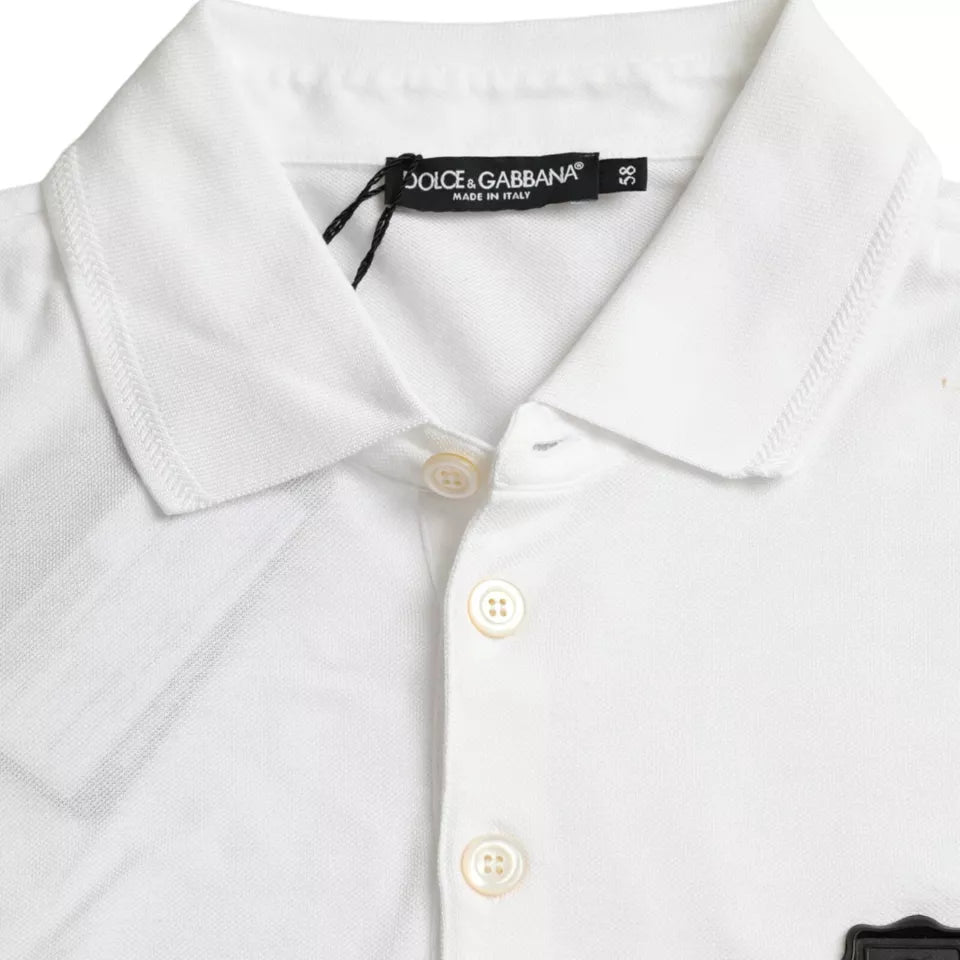 Dolce & Gabbana White Logo Collared Short Sleeve T-shirt IT58 / 3XL