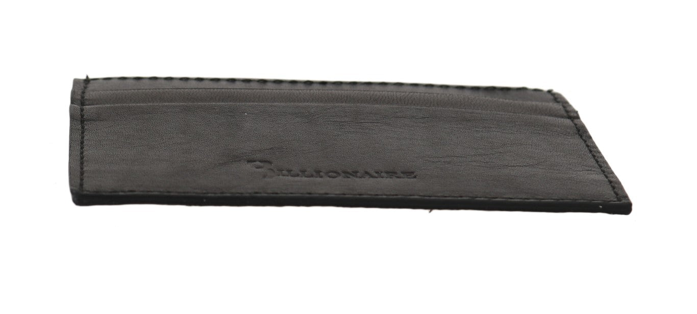 Billionaire Italian Couture Exquisite Black Leather Men's Wallet