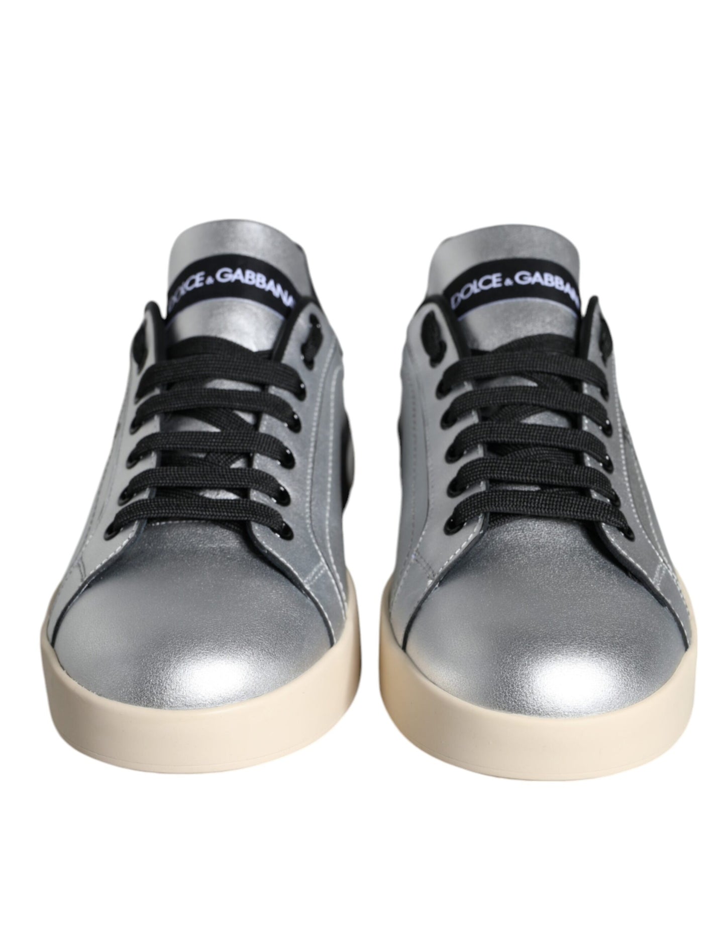 Dolce & Gabbana Silver Portofino Calf Leather Sneakers Shoes EU36 / US6