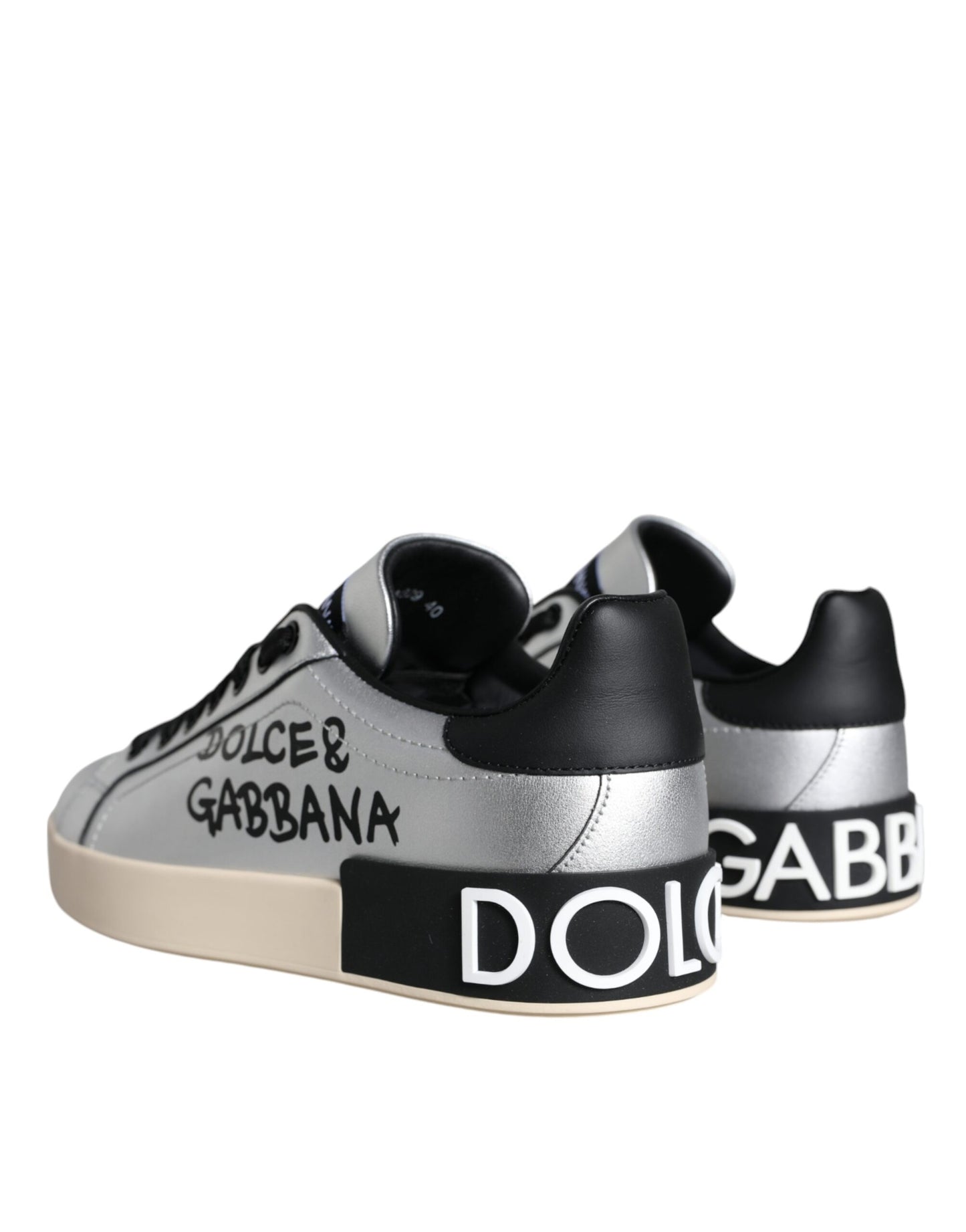 Dolce & Gabbana Silver Portofino Calf Leather Sneakers Shoes EU36 / US6