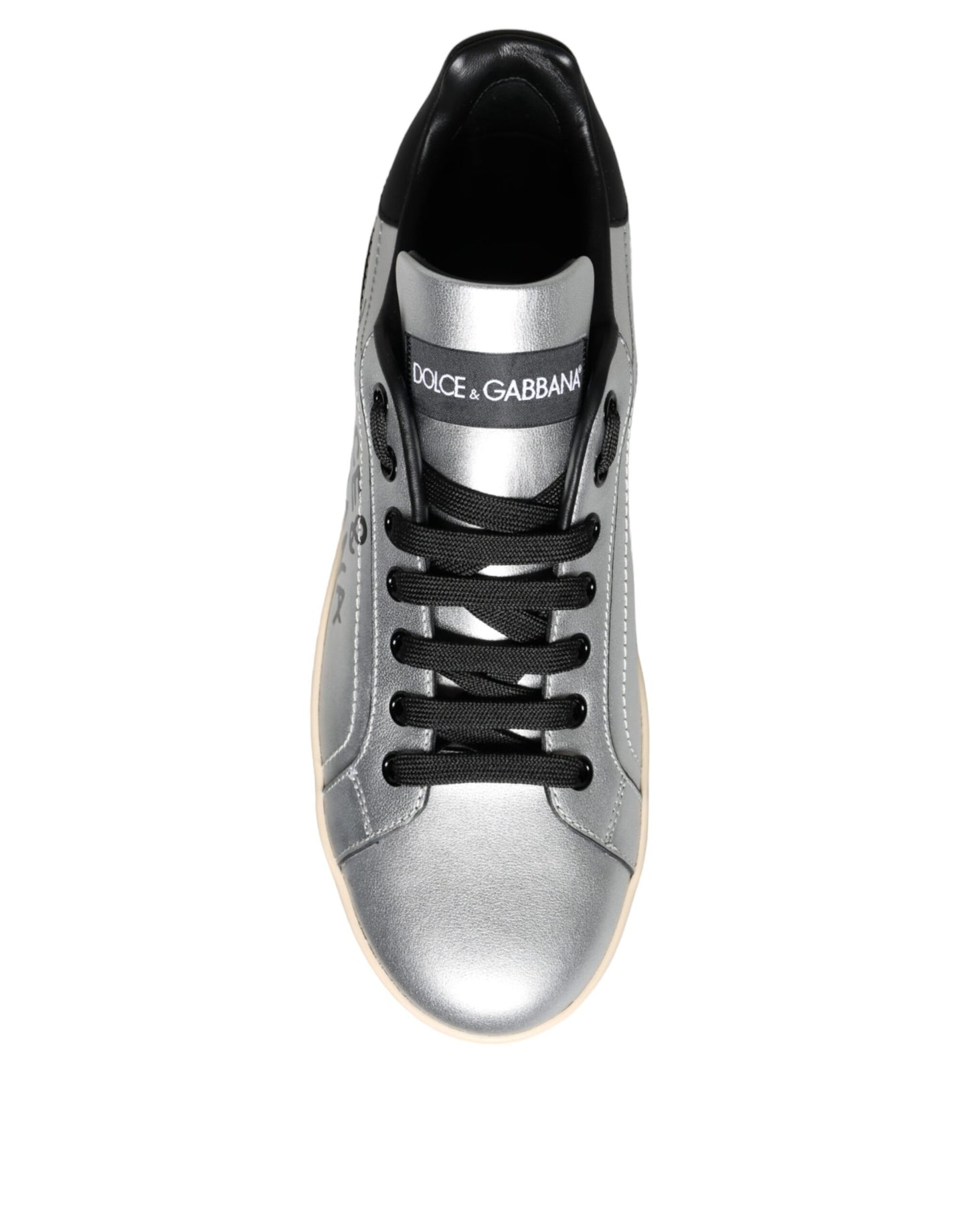 Dolce & Gabbana Silver Portofino Calf Leather Sneakers Shoes EU36 / US6