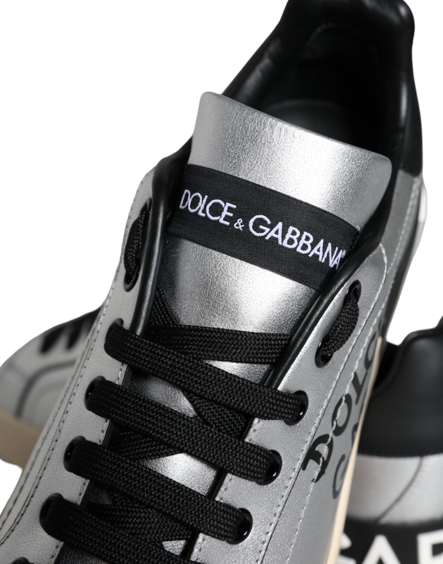 Dolce & Gabbana Silver Portofino Calf Leather Sneakers Shoes EU36 / US6