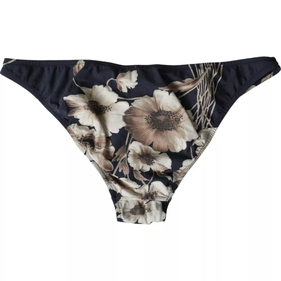 Dolce & Gabbana Black Floral Print Swimwear Beachwear Bottom Bikini IT4 / L