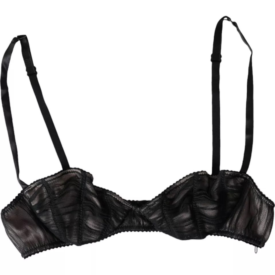 Dolce & Gabbana Black Silk Stretch Women Balconcino Bra Underwear IT2 / S