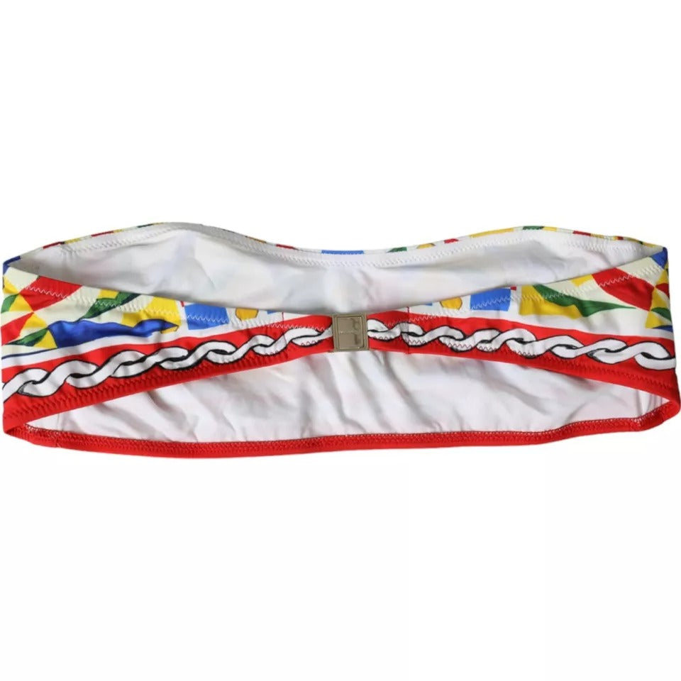 Dolce & Gabbana Multicolor Carretto Bandeau Swimwear Top Bikini IT2 / S