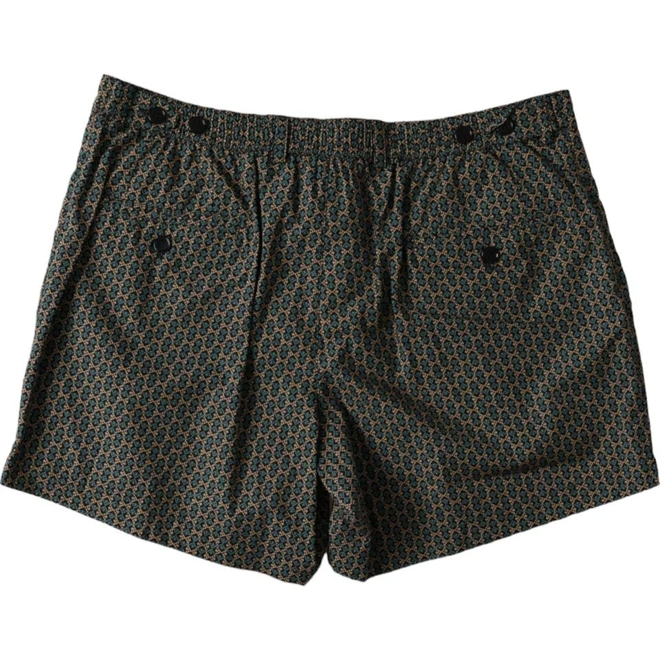 Dolce & Gabbana Brown Patterned Beachwear Swim Shorts Swimwear IT4 / S