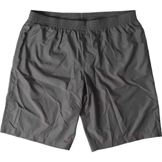 Dolce & Gabbana Dark Gray Polyester Beachwear Shorts Swimwear Men IT7 / XL