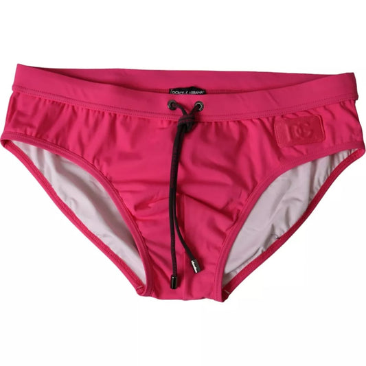 Dolce & Gabbana Pink Nylon DG Logo Beachwear Brief Swimwear Men IT4 / S