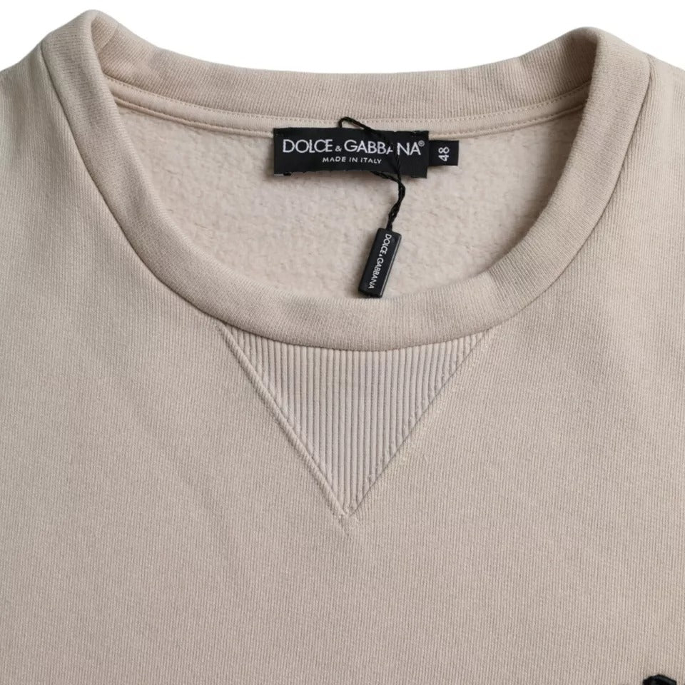 Dolce & Gabbana Beige Cotton Crew Neck Sweatshirt Sweater IT48 / M