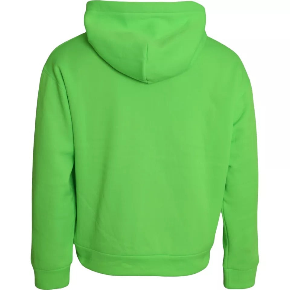 Dolce & Gabbana Green Logo Hooded Pullover Sweatshirt Sweater IT48 / M