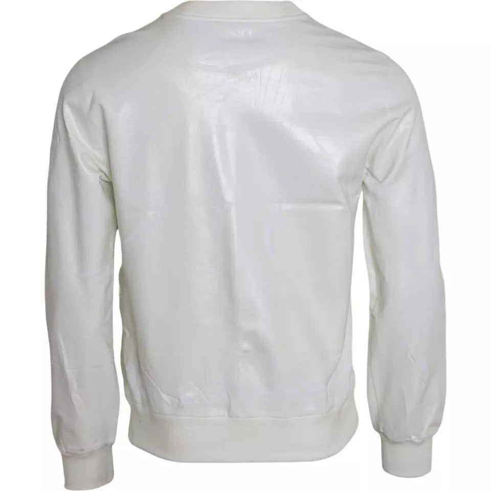 Dolce & Gabbana White Cotton Crew Neck Sweatshirt Sweater IT48 / M