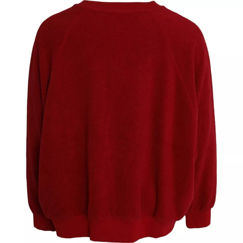 Dolce & Gabbana Red Logo Cotton Crew Neck Pullover Sweater IT54 / XL