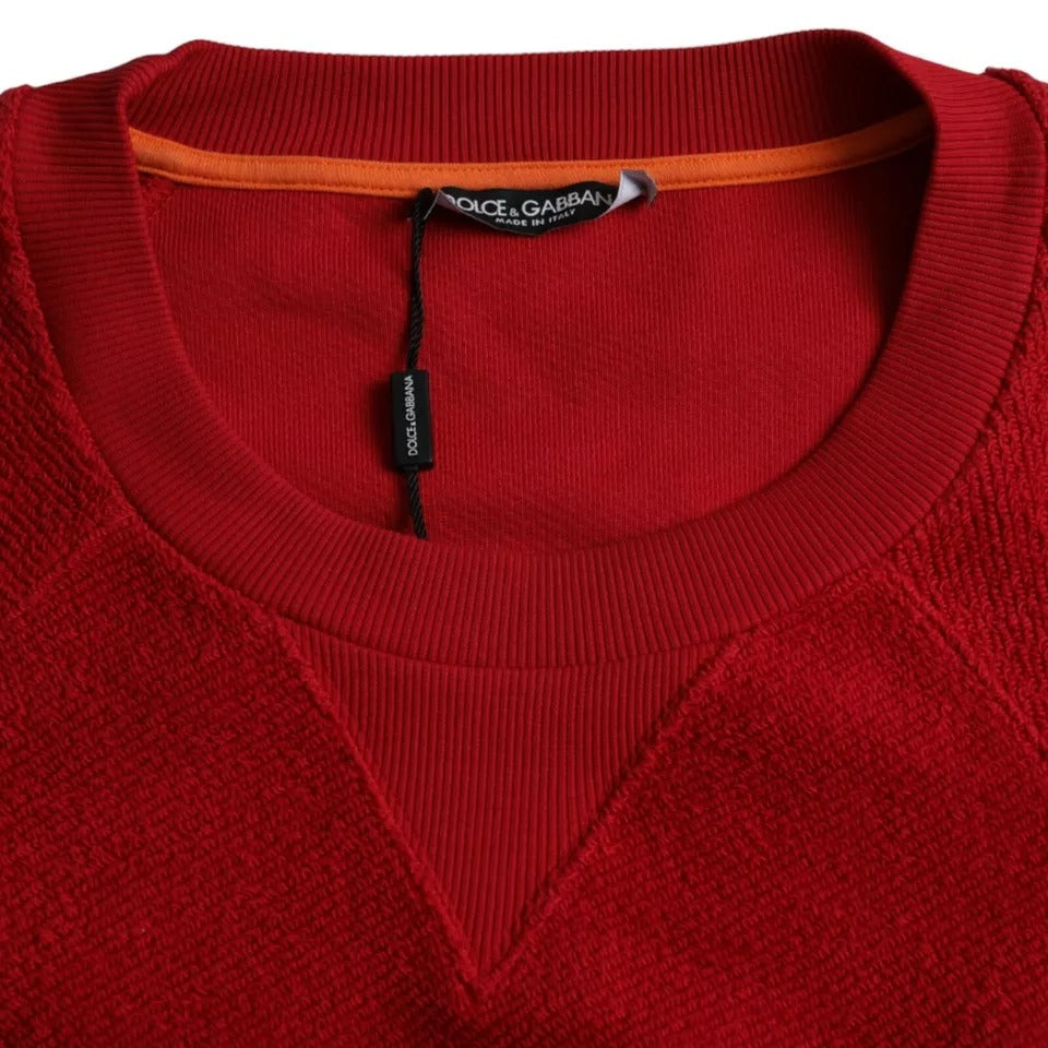 Dolce & Gabbana Red Logo Cotton Crew Neck Pullover Sweater IT54 / XL