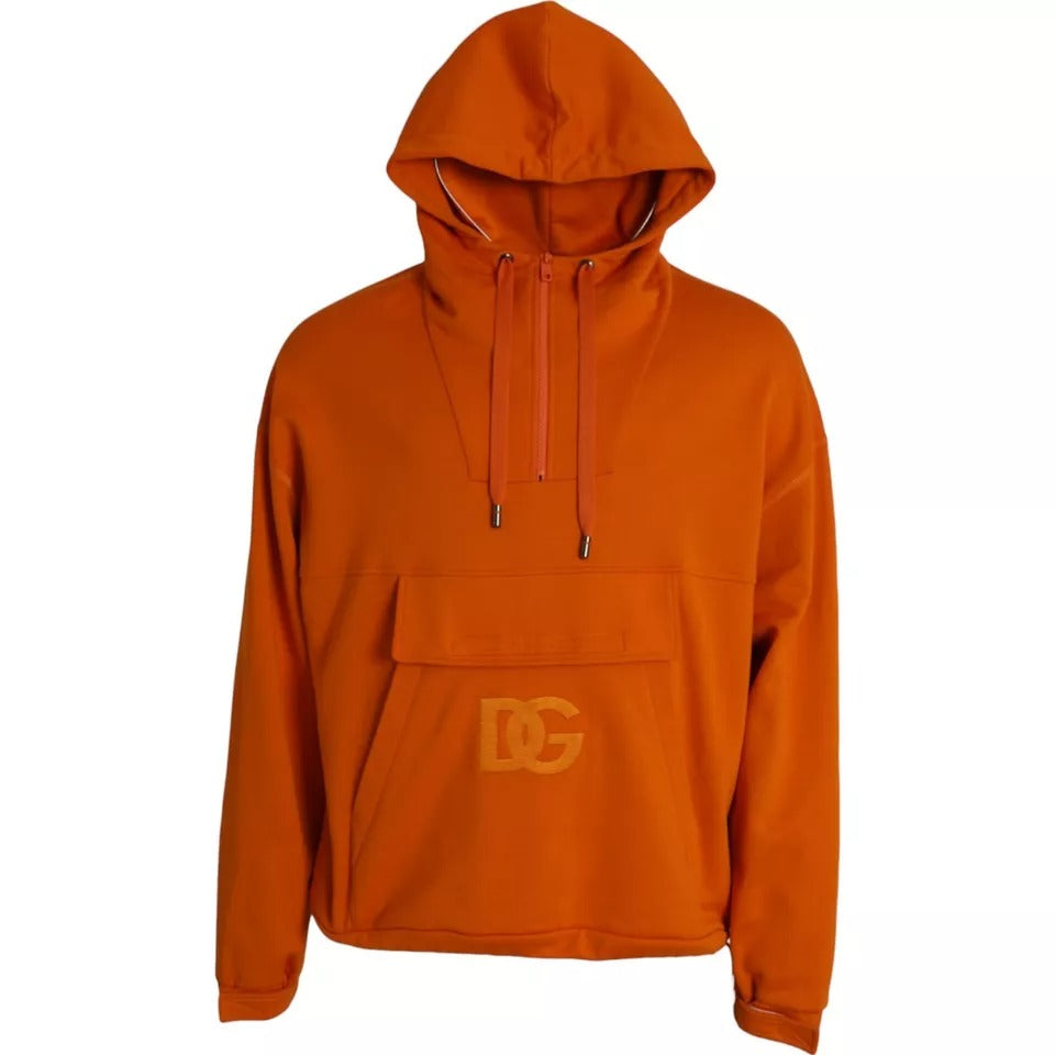 Dolce & Gabbana Orange Hooded Pullover Sweatshirt Sweater IT48 / M