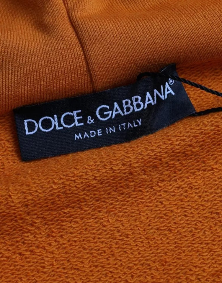 Dolce & Gabbana Orange Hooded Pullover Sweatshirt Sweater IT48 / M