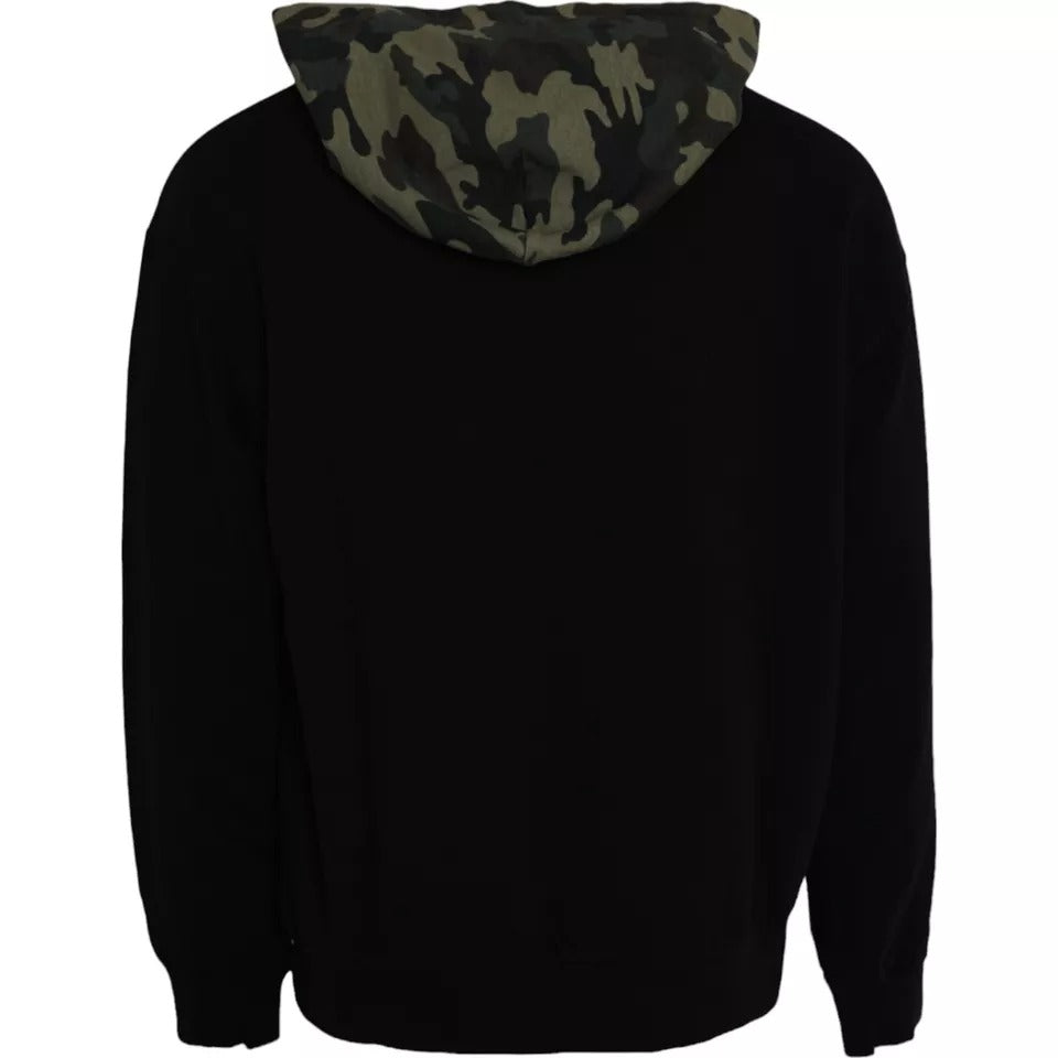 Dolce & Gabbana Black Camouflage Hooded Sweatshirt Sweater IT52 / XL