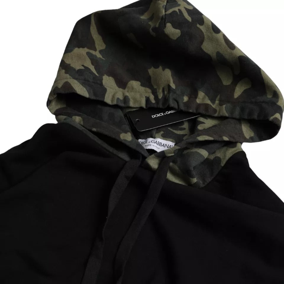 Dolce & Gabbana Black Camouflage Hooded Sweatshirt Sweater  IT56 / XXL