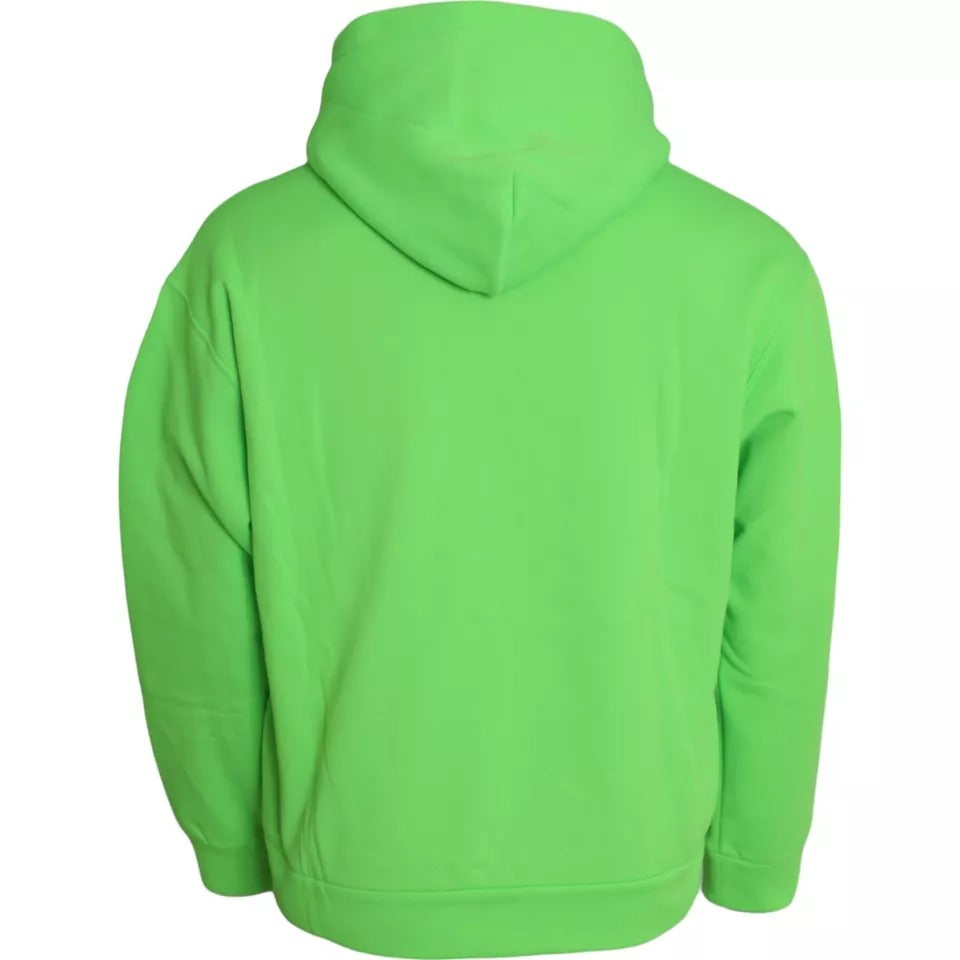 Dolce & Gabbana Green Logo Hooded Pullover Sweatshirt Sweater IT48 / M