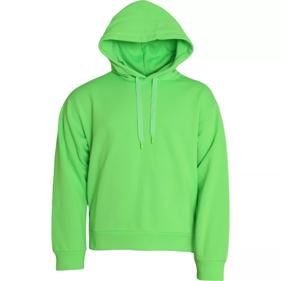 Dolce & Gabbana Green Logo Hooded Pullover Sweatshirt Sweater IT48 / M