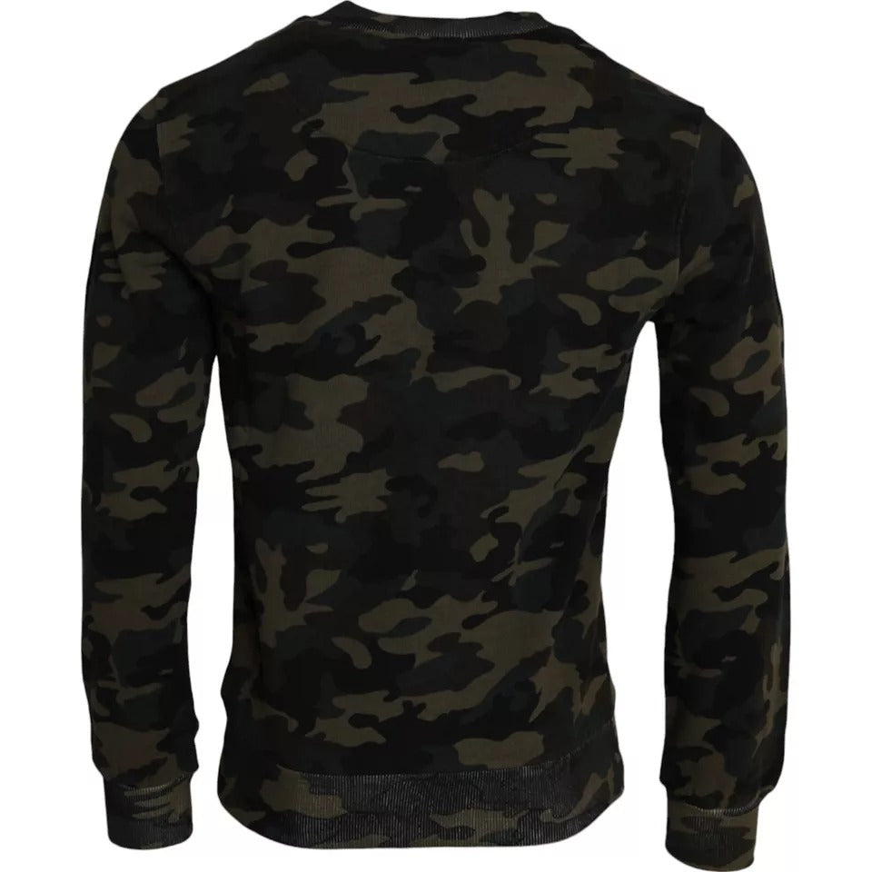 Dolce & Gabbana Black Camouflage Crew Neck Pullover Sweater IT44 / XS