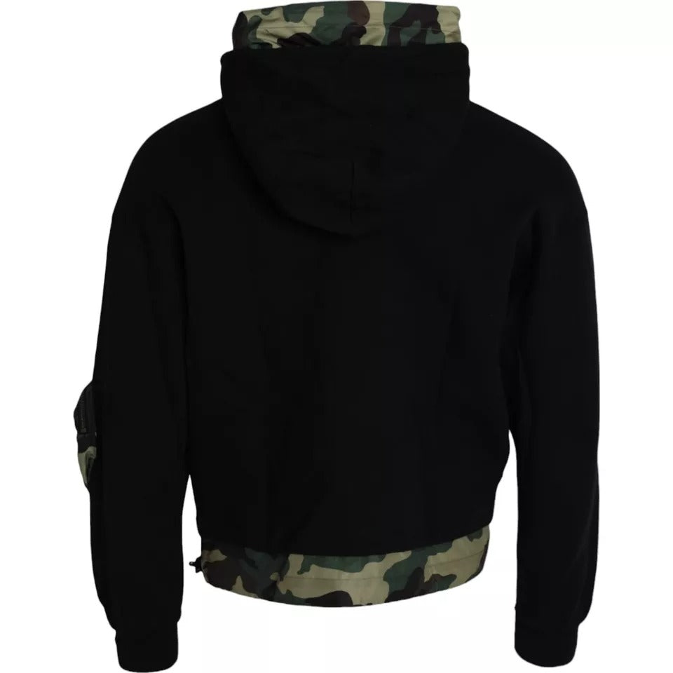 Dolce & Gabbana Black Camouflage Hooded Sweatshirt Sweater IT46 / S