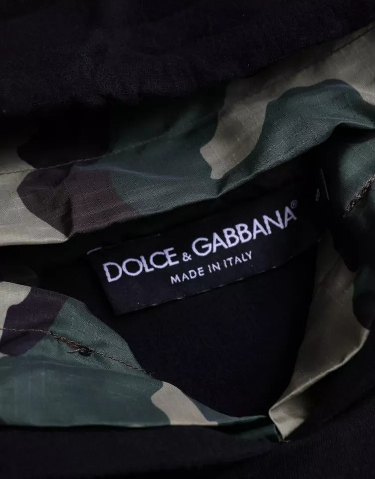 Dolce & Gabbana Black Camouflage Hooded Sweatshirt Sweater IT46 / S