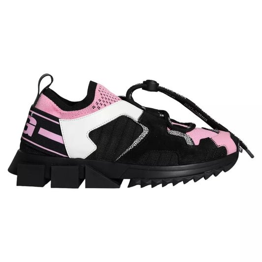 Dolce & Gabbana Black Pink Mesh Sorrento Trekking Sneakers Shoes EU37 / US6.5