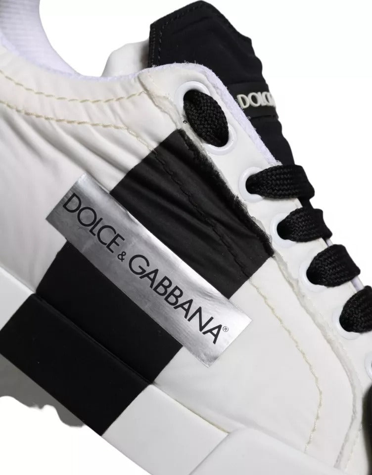 Dolce & Gabbana White Black Leather Low Top Women Sneaker Shoes EU35 / US4.5