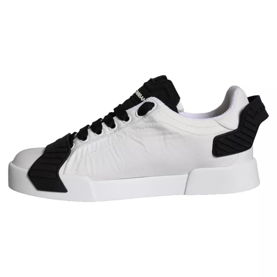 Dolce & Gabbana White Black Leather Low Top Women Sneaker Shoes EU35 / US4.5