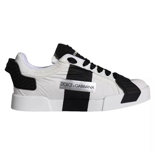 Dolce & Gabbana White Black Leather Low Top Women Sneaker Shoes EU35 / US4.5