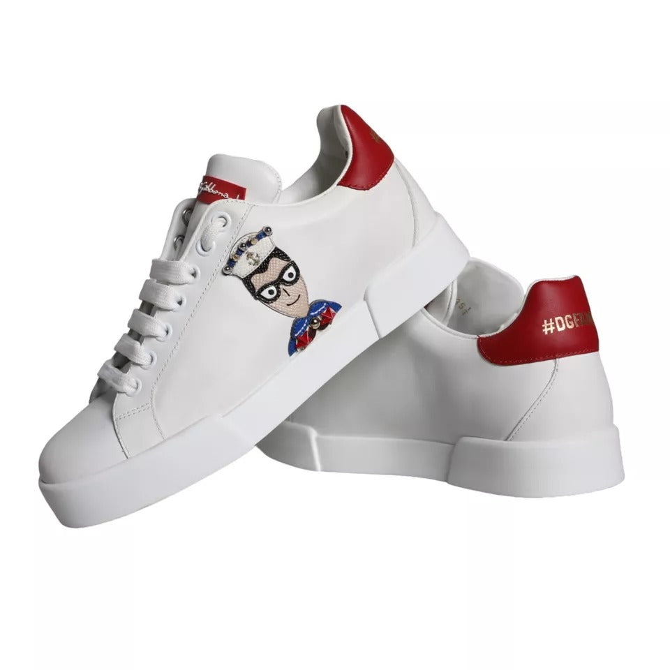 Dolce & Gabbana White Patch Calfskin Nappa Portofino Sneakers Shoes EU35 / US4.5