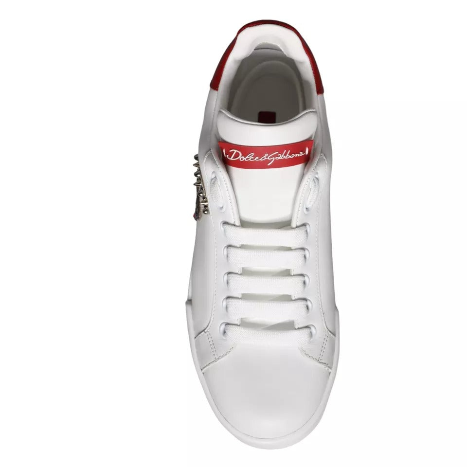 Dolce & Gabbana White Patch Calfskin Nappa Portofino Sneakers Shoes EU35 / US4.5