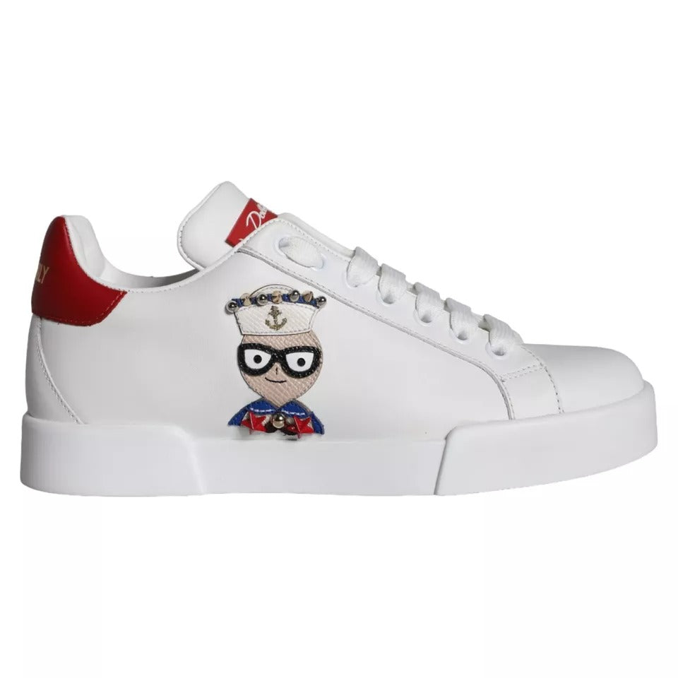 Dolce & Gabbana White Patch Calfskin Nappa Portofino Sneakers Shoes EU35 / US4.5