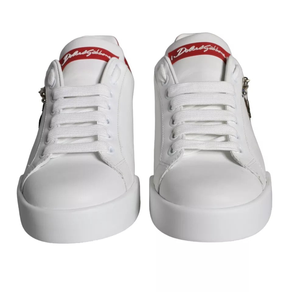 Dolce & Gabbana White Patch Calfskin Nappa Portofino Sneakers Shoes EU35 / US4.5