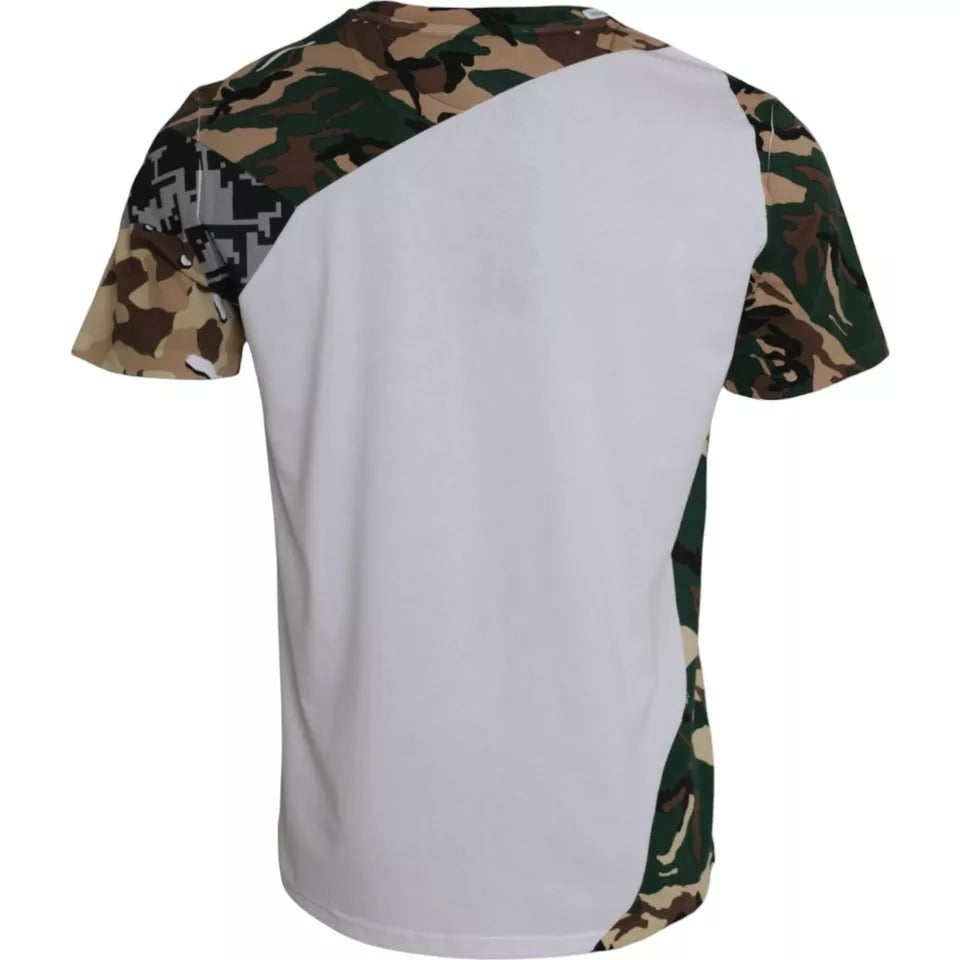 Dolce & Gabbana White Camouflage Stars Crew Neck Men T-shirt IT50 / L