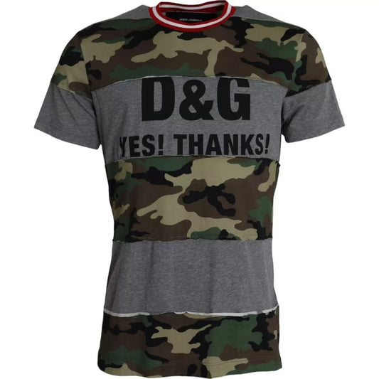 Dolce & Gabbana Multicolor Camouflage Cotton Crew Neck Men T-shirt IT50 / L