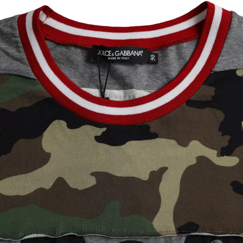 Dolce & Gabbana Multicolor Camouflage Cotton Crew Neck Men T-shirt IT50 / L