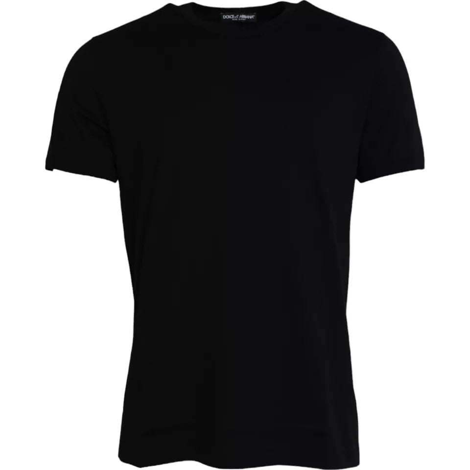 Dolce & Gabbana Black Cotton Round Neck Short Sleeves T-shirt IT50 / L