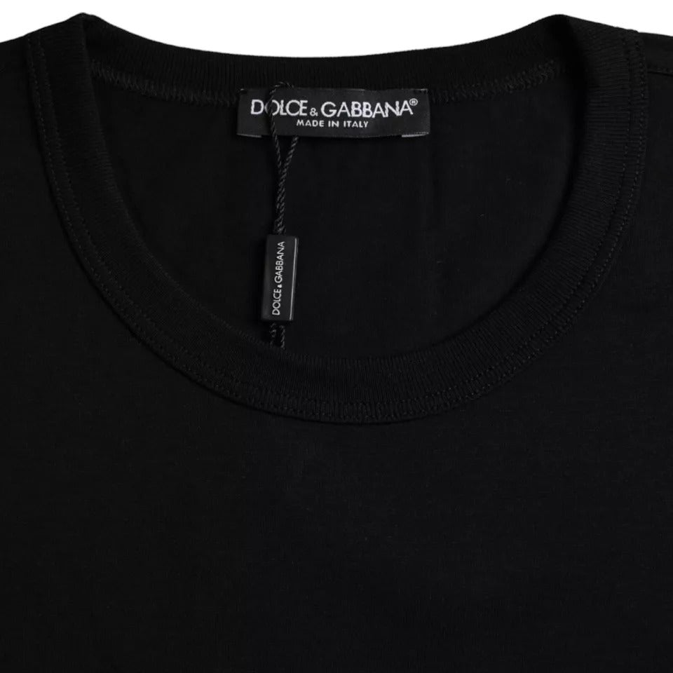 Dolce & Gabbana Black Cotton Round Neck Short Sleeves T-shirt IT50 / L