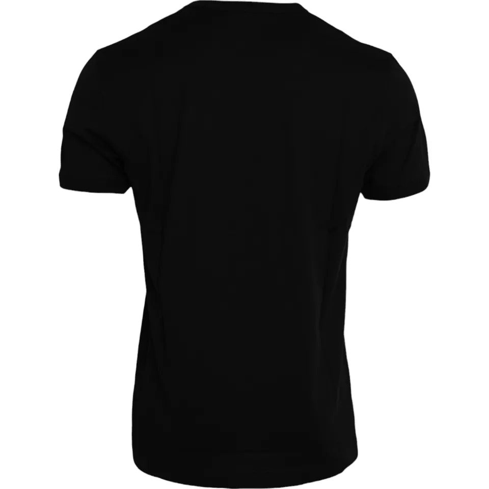 Dolce & Gabbana Black Cotton Round Neck Short Sleeves T-shirt IT50 / L