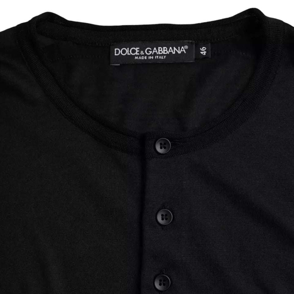 Dolce & Gabbana Black Silk Round Neck Short Sleeve T-shirt IT46 / S