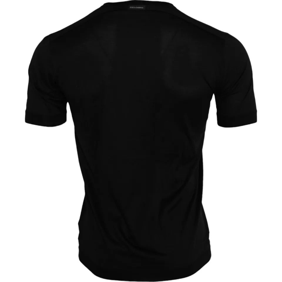 Dolce & Gabbana Black Silk Round Neck Short Sleeve T-shirt IT46 / S