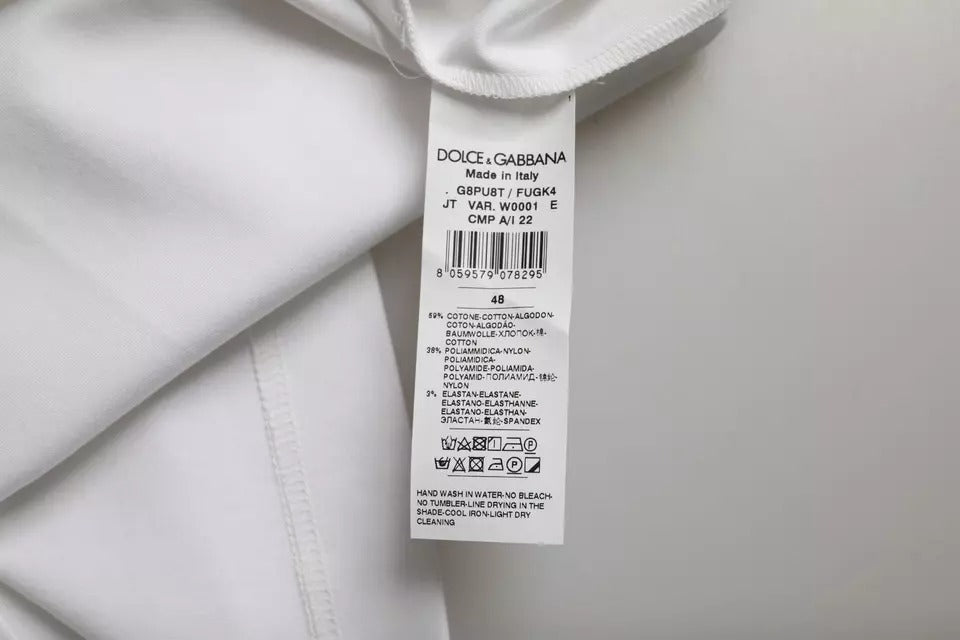 Dolce & Gabbana White Cotton Round Neck Short Sleeve T-shirt IT48 / M