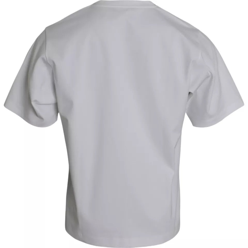 Dolce & Gabbana White Cotton Round Neck Short Sleeve T-shirt IT48 / M