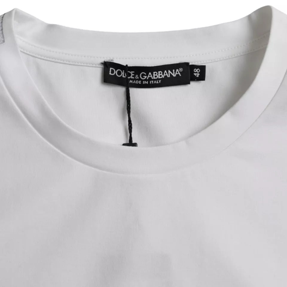 Dolce & Gabbana White Cotton Round Neck Short Sleeve T-shirt IT48 / M