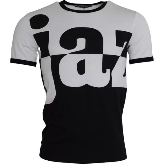 Dolce & Gabbana Black White Jazz Print Cotton Short Sleeves T-shirt IT44 / XS