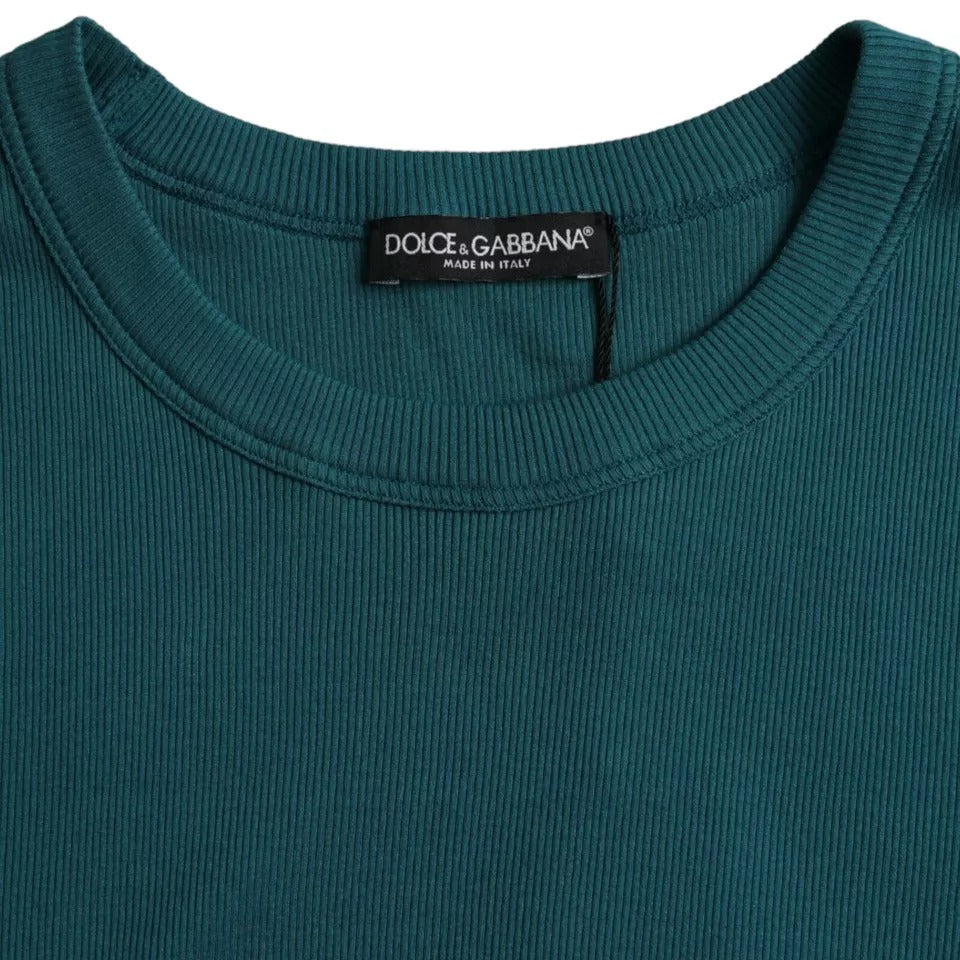 Dolce & Gabbana Blue Green Cotton Round Neck Short Sleeves T-shirt IT48 / M